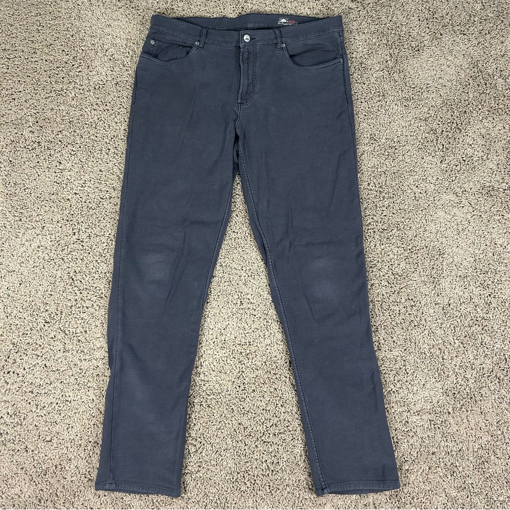 Faherty Pants Mens 36x32 Black Terry Stretch 5Pocket Comfort Preppy Straight Leg